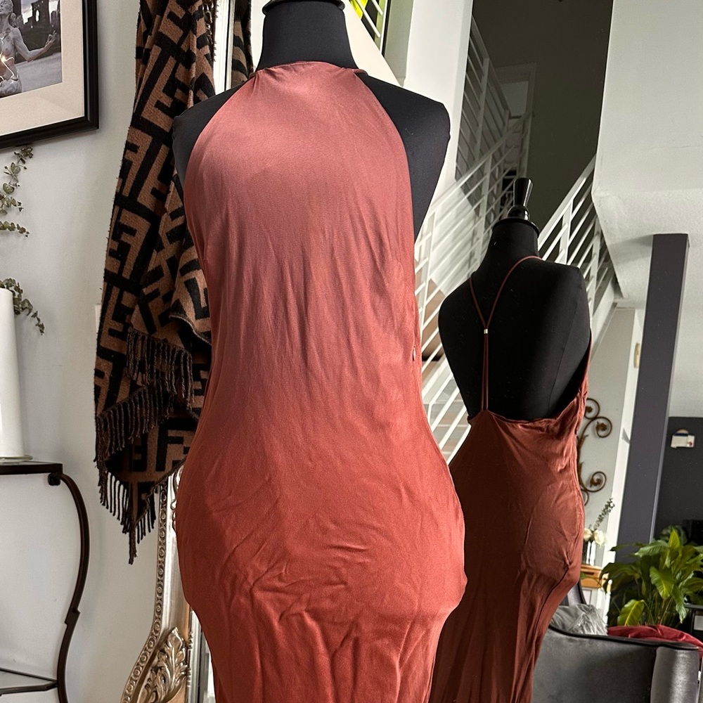 Meshki satin halter dress